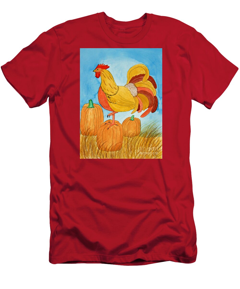 Harvest T-Shirt featuring the painting Harvest Rooster by Norma Appleton