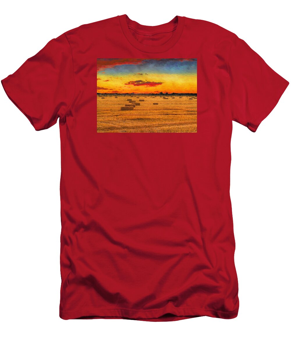 Hay Fields T-Shirt featuring the photograph Hay Fields by Greg Norrell