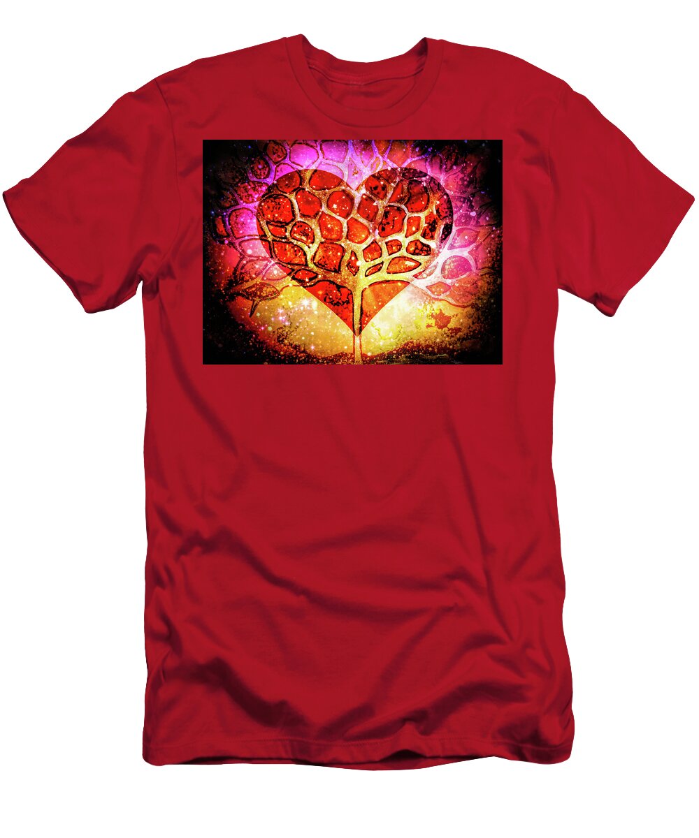 Heart Of Gold T-Shirt featuring the mixed media Heart of Gold by Lilia S