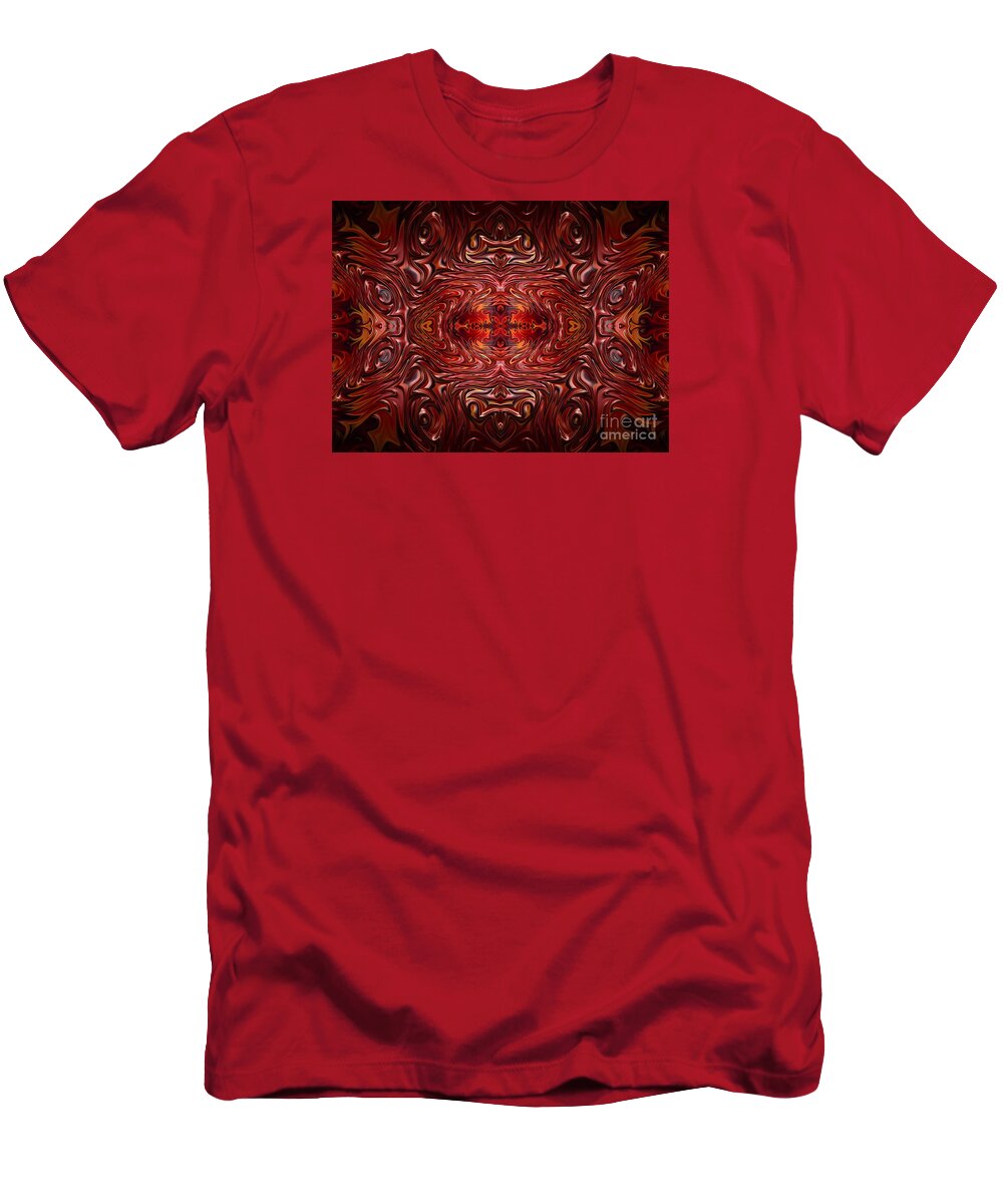 Hearts Fire Storm Of Love Fractal Abstract T-Shirt featuring the digital art Hearts Fire Storm of Love Fractal Abstract by Rose Santuci-Sofranko