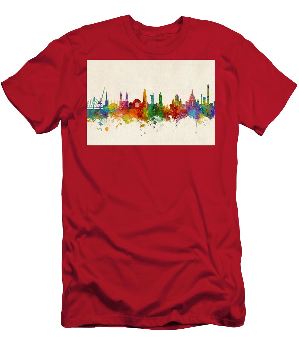 Helsinki T-Shirt featuring the digital art Helsinki Finland Skyline by Michael Tompsett