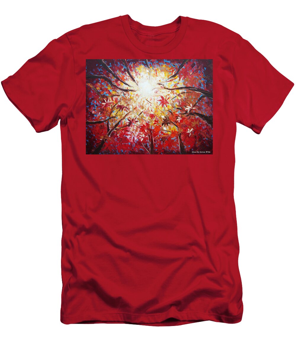 Red T-Shirt featuring the painting RED by Gina De Gorna