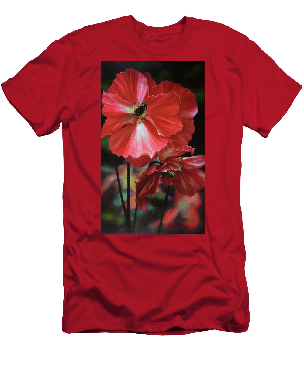 Flowers T-Shirt featuring the painting Red Himalayan Poppy by Lynne Pittard