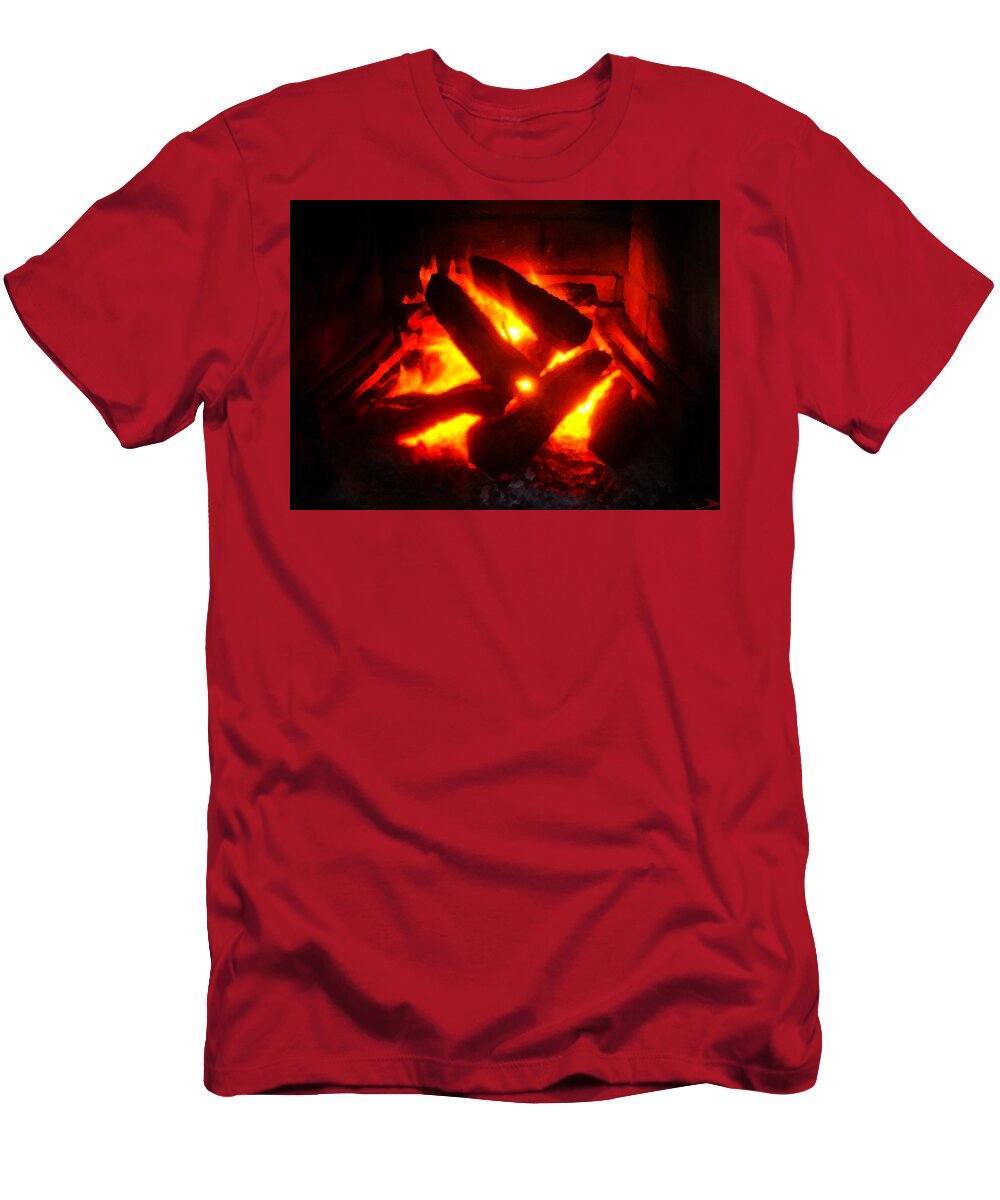 Home Fire T-Shirt featuring the painting Home fire by David Lee Thompson