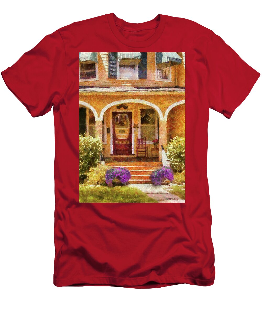Savad T-Shirt featuring the photograph House - Cranford NJ - Visiting Grandma by Mike Savad