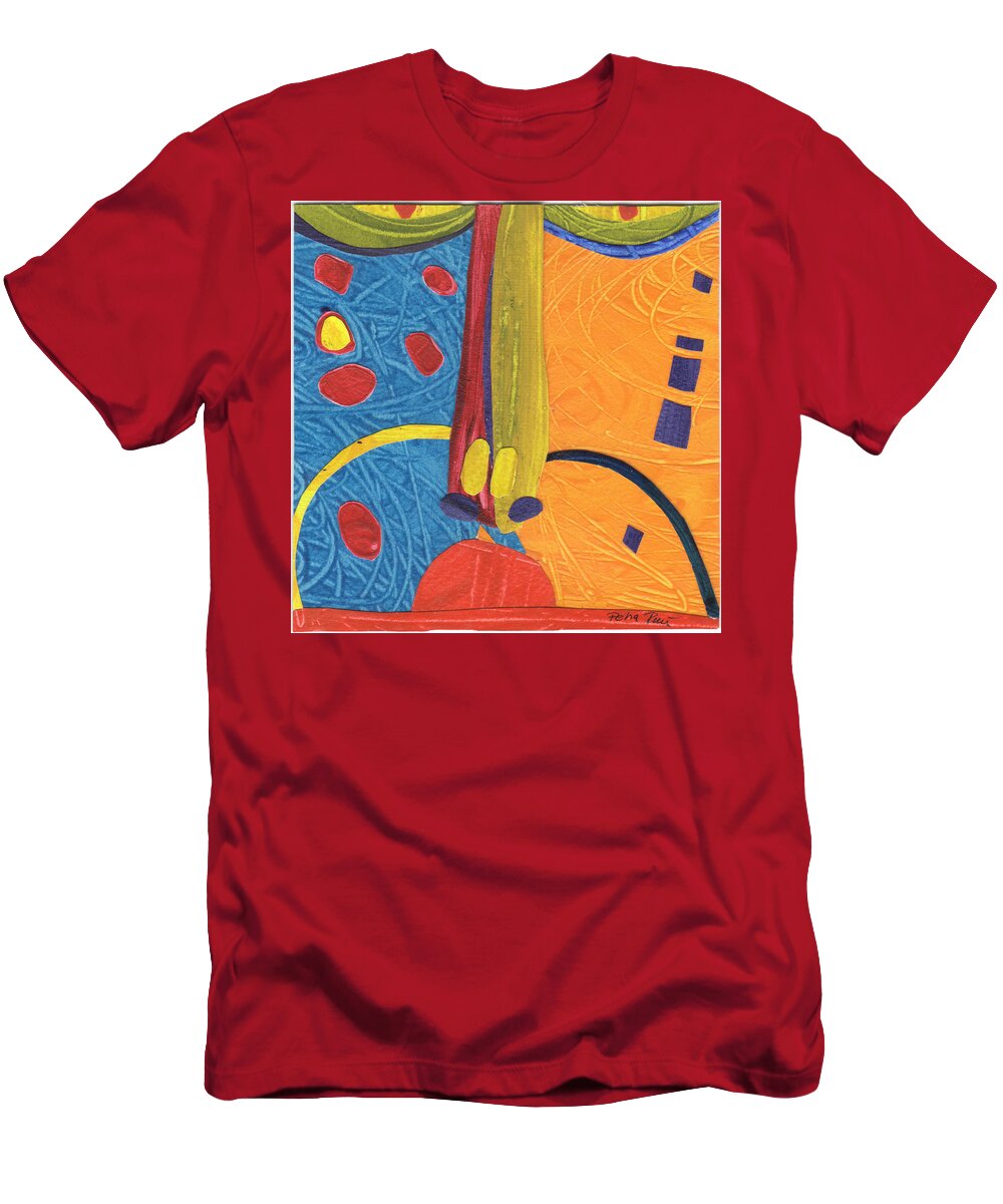 Mixed Media T-Shirt featuring the painting Hu Face 3 by Petra Rau