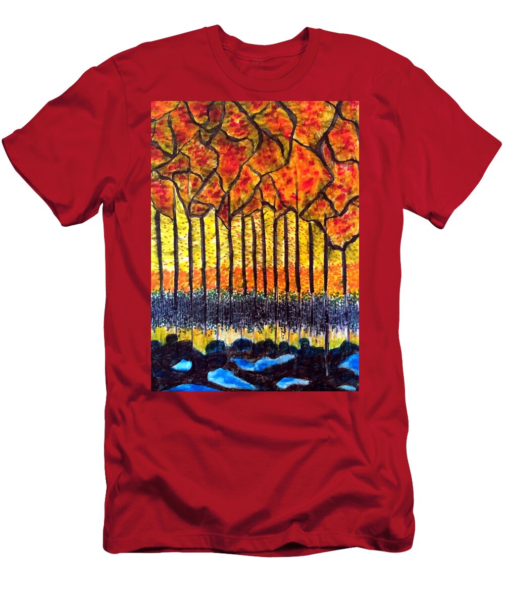 Trees T-Shirt featuring the drawing Imaginarium by Dennis Ellman