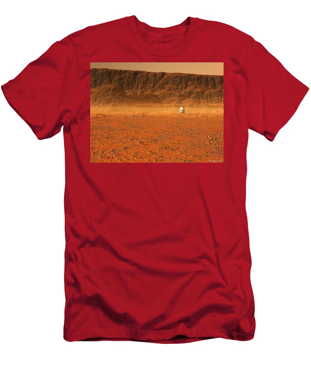 Mars T-Shirt featuring the digital art In search of water by David Robinson