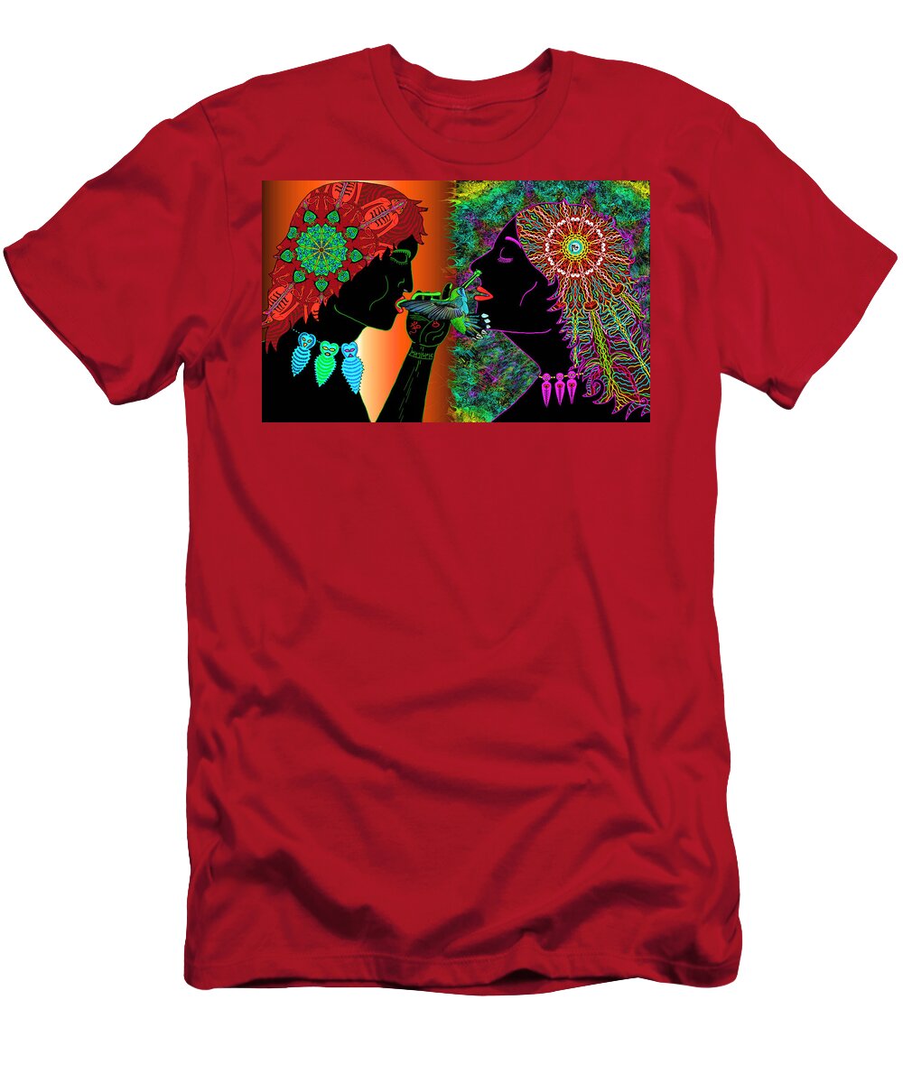 Kisses T-Shirt featuring the digital art Interdimensional Besos by Myztico Campo