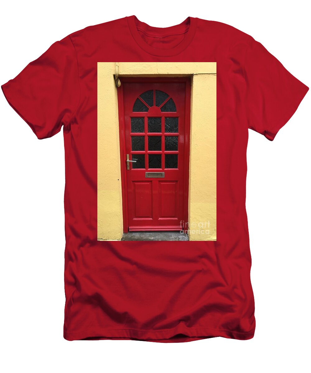 Ireland T-Shirt featuring the photograph Irish Red Door by Suzanne Lorenz