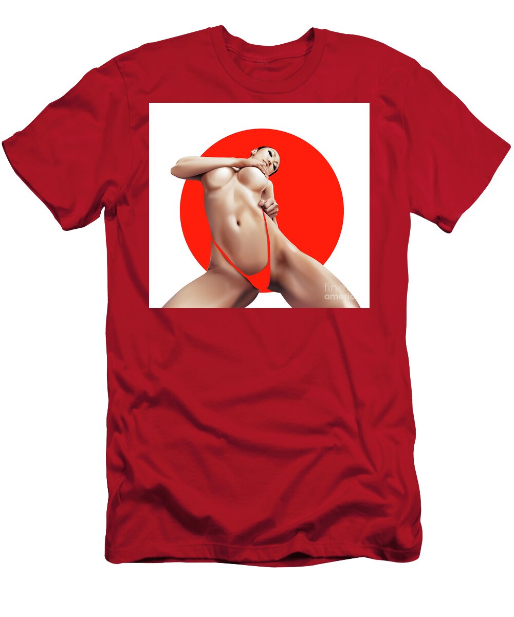 Pin-up T-Shirt featuring the digital art Pin-up Red by Brian Gibbs