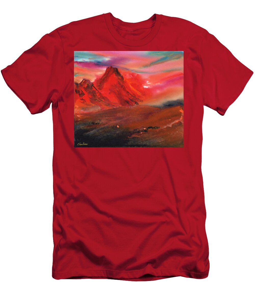 Abstract T-Shirt featuring the painting Jasper Mountain Sunset by Charlene Fuhrman-Schulz