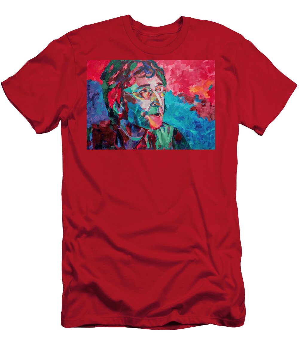 John T-Shirt featuring the painting John Lennon by Dima Mogilevsky