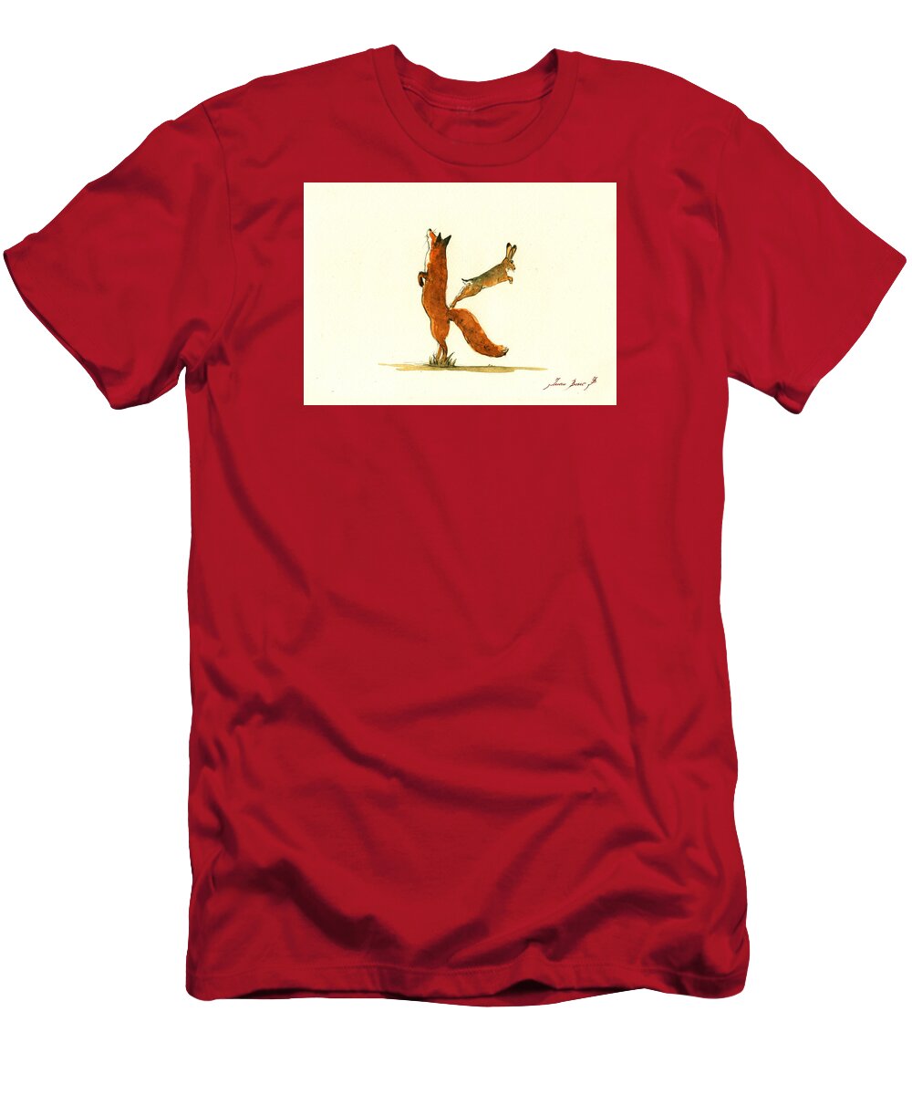 I Letter T-Shirt featuring the painting K letter woodland alphabet by Juan Bosco