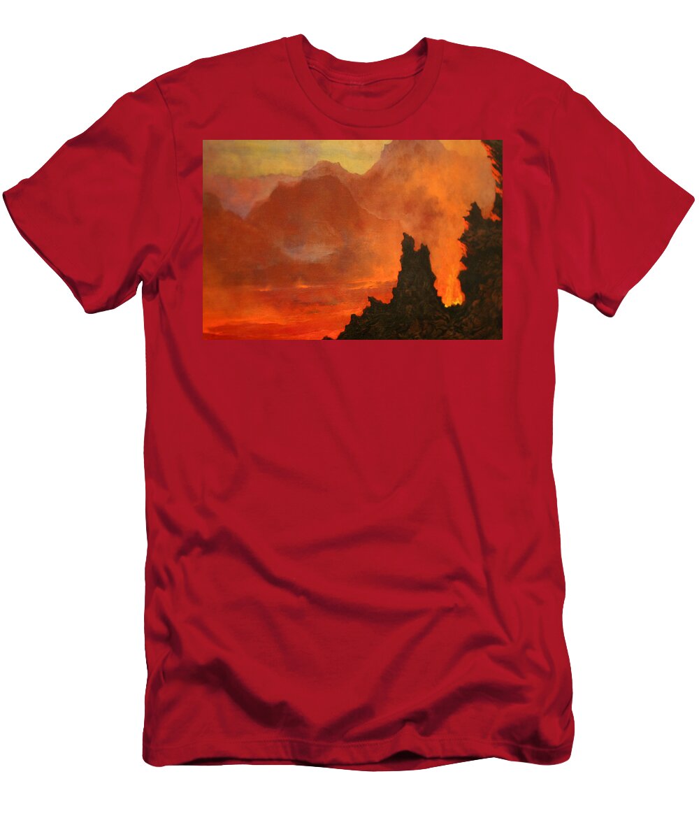 Jules Tavernier T-Shirt featuring the painting Kilauea Caldera. Sandwich Islands by Jules Tavernier
