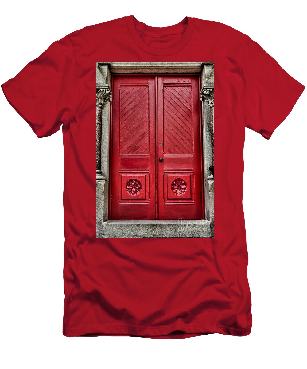 Maine T-Shirt featuring the photograph Large Red Doors by Alana Ranney