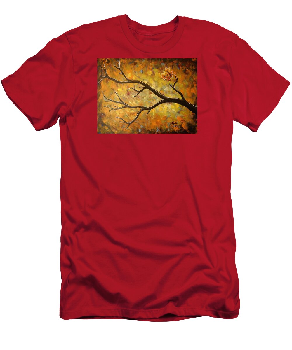 Autumn T-Shirt featuring the painting Last Leaf by Cami Lee