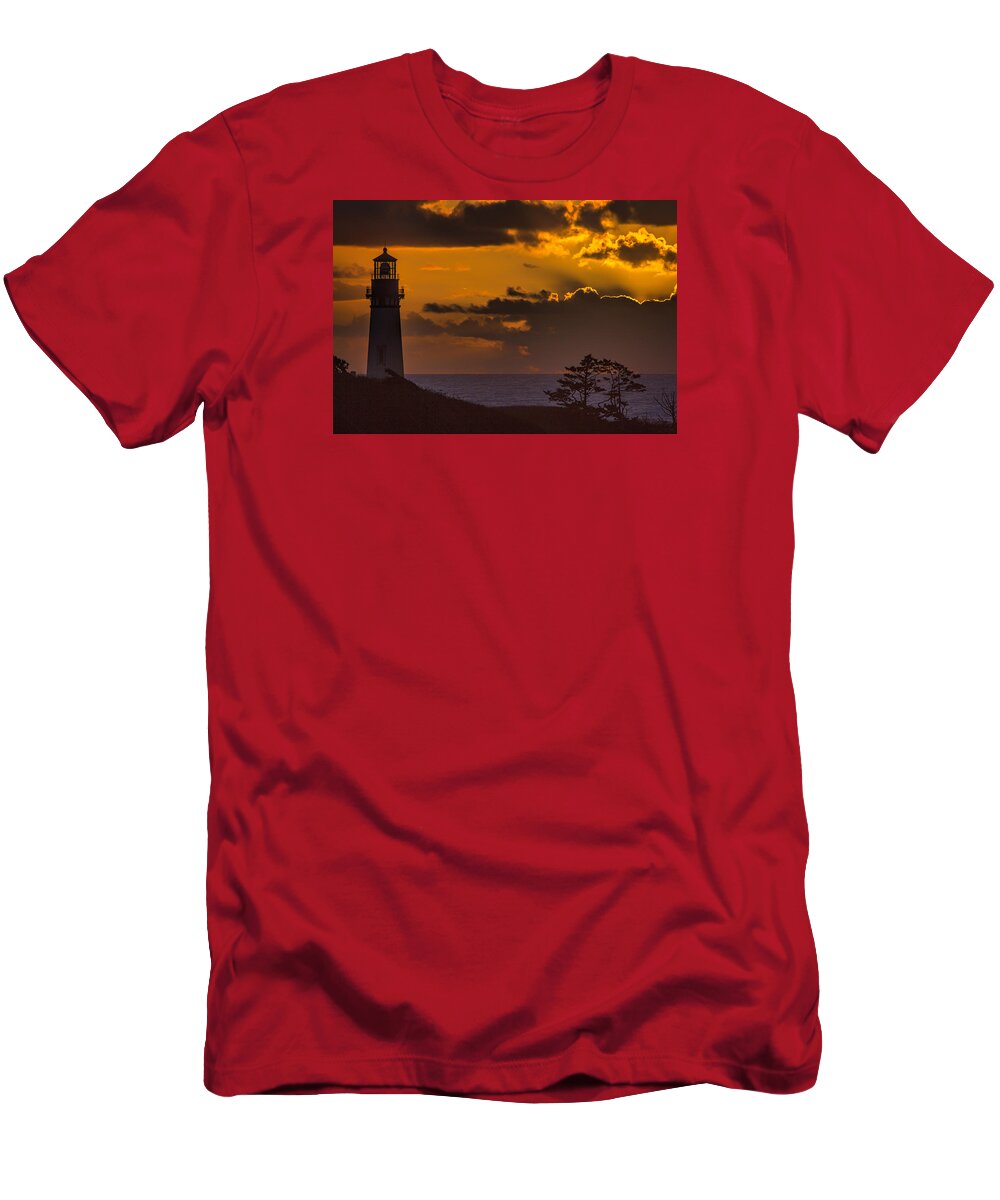 Yaquina Light T-Shirt featuring the photograph Last Light of Sunset by Diana Powell
