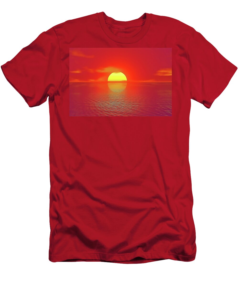 Sunset T-Shirt featuring the painting Last Sunset by Harry Warrick