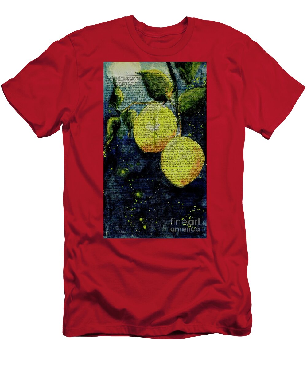 Moonlight T-Shirt featuring the painting Lemons Bathed in Moonlight by Maria Hunt
