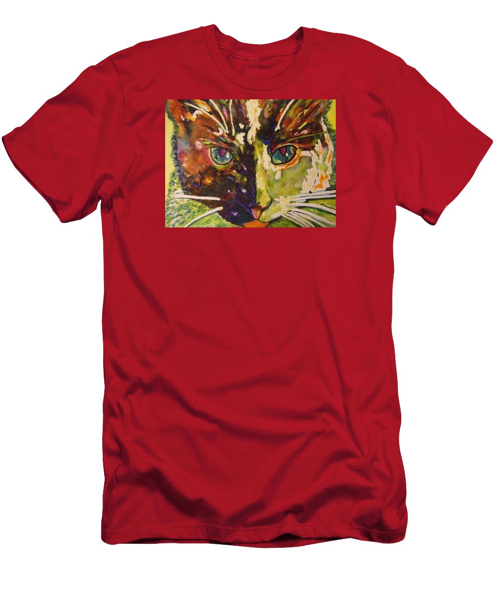 Cat T-Shirt featuring the painting Lilly by Kim Shuckhart Gunns