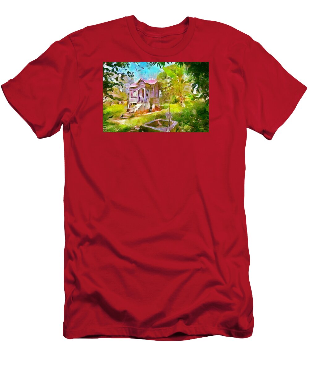 House T-Shirt featuring the painting Caribbean Scenes - Little Country House by Wayne Pascall