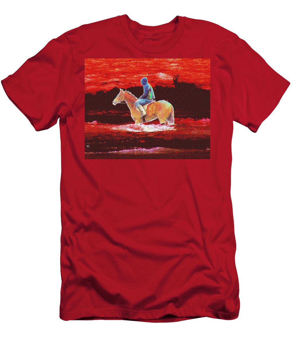 Horse T-Shirt featuring the painting Lonely Rider by Cliff Wilson