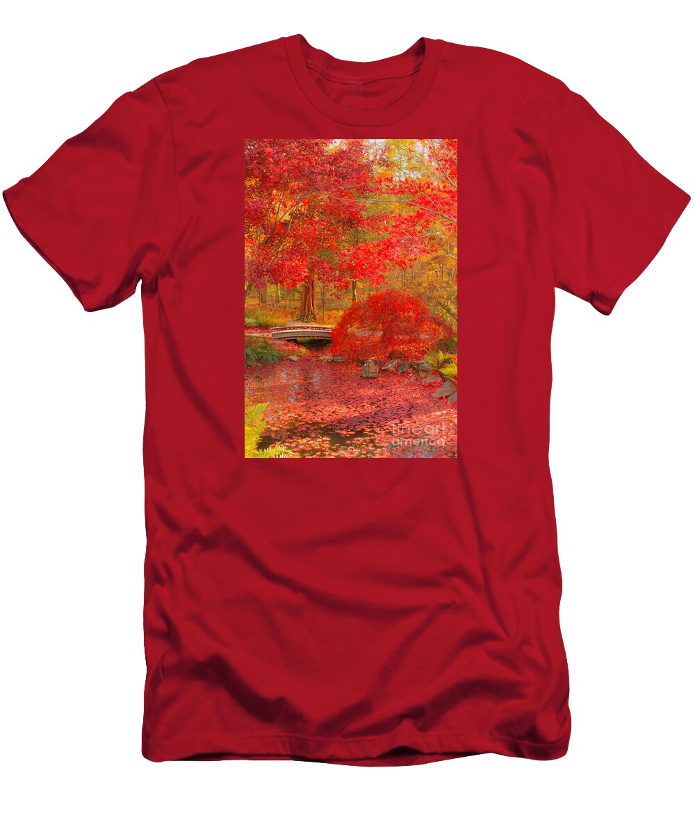 Red T-Shirt featuring the photograph Maple Bridge by Geraldine DeBoer