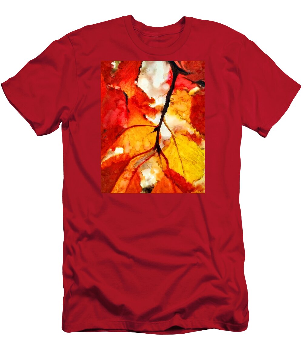 Maple Leaves T-Shirt featuring the painting Maple by Lelia DeMello