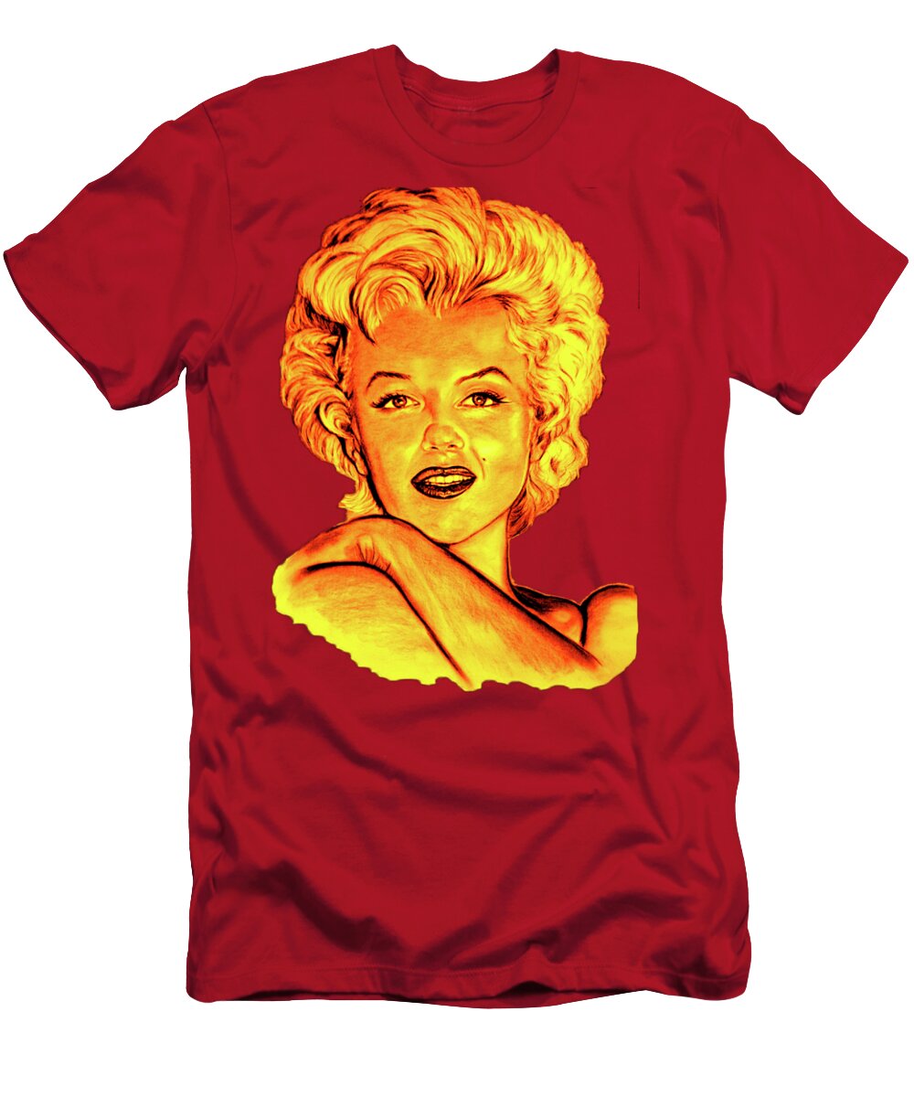 Marilyn T-Shirt featuring the drawing Marilyn by Gittas Art