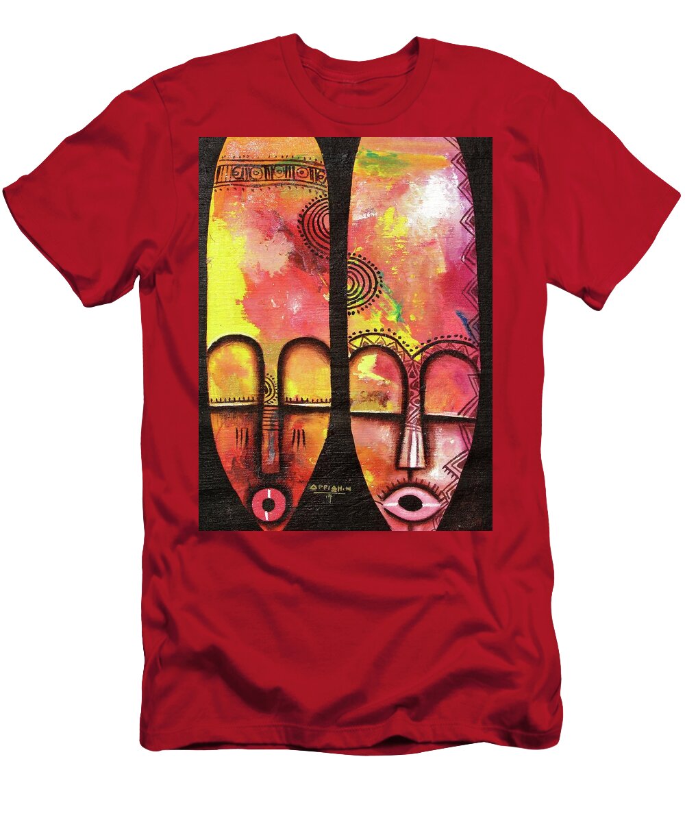 African Art T-Shirt featuring the painting Mask 3 by Appiah Ntiaw