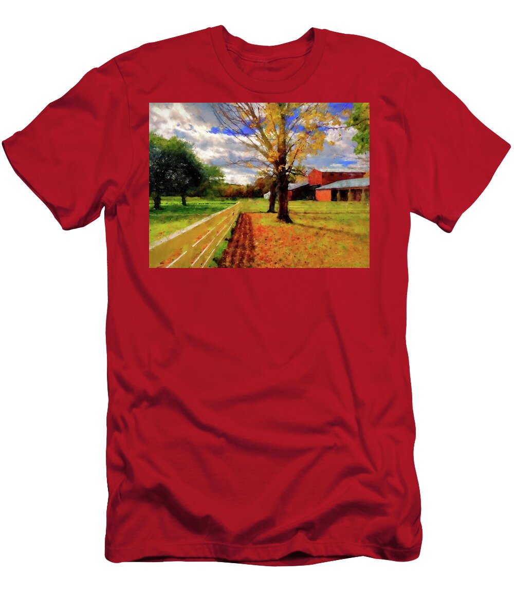Massachusetts Boston T-Shirt featuring the painting Massachusetts - Autumn Colors 05 by AM FineArtPrints