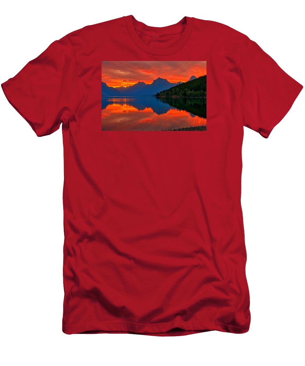 Glacier National Park T-Shirt featuring the photograph McDonald Sunrise by Greg Norrell