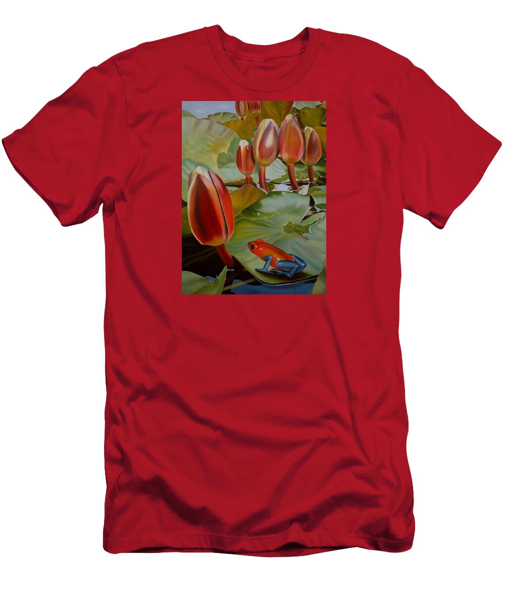 Lily Pad T-Shirt featuring the painting Meditation by Thu Nguyen