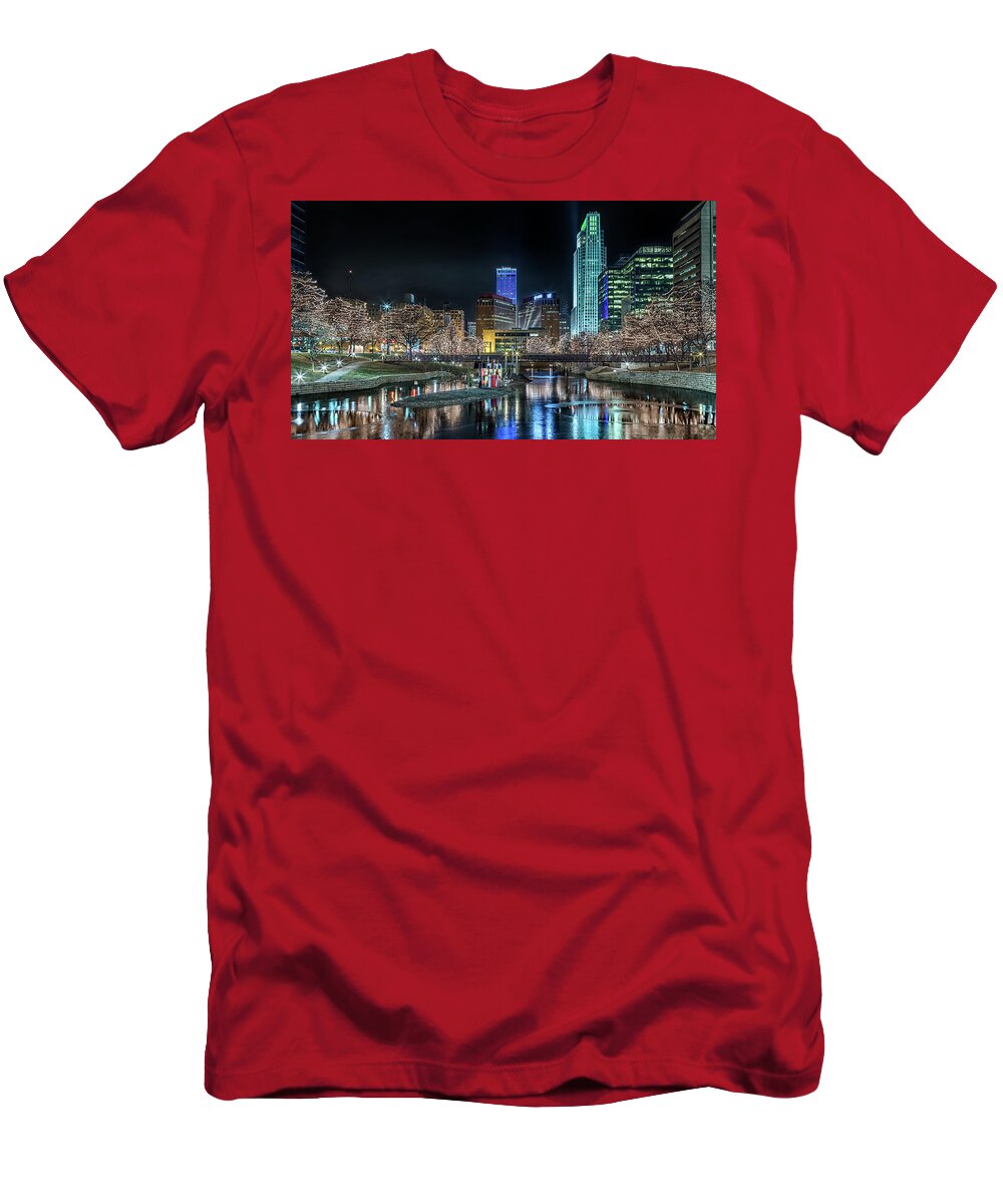 Omaha T-Shirt featuring the photograph Merry Christmas Omaha by Susan Rissi Tregoning