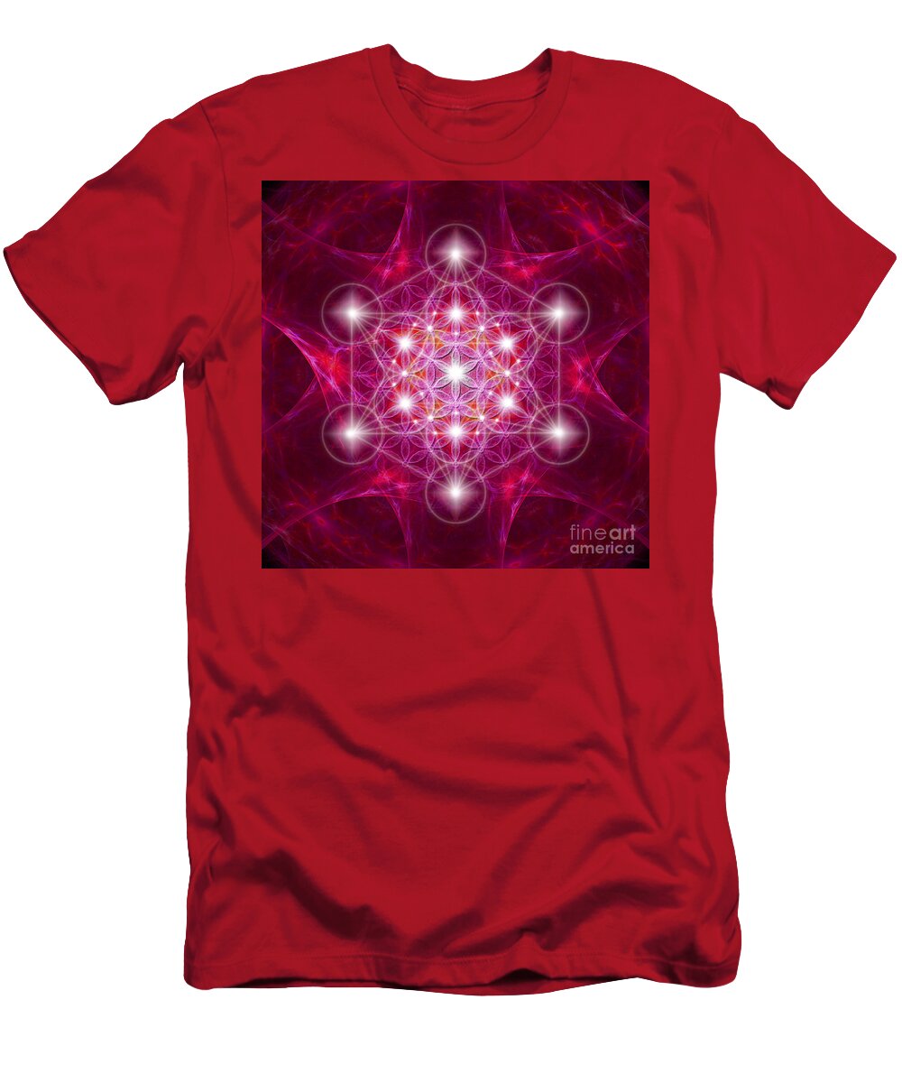 Metatron T-Shirt featuring the digital art Metatron Cube with flower by Alexa Szlavics