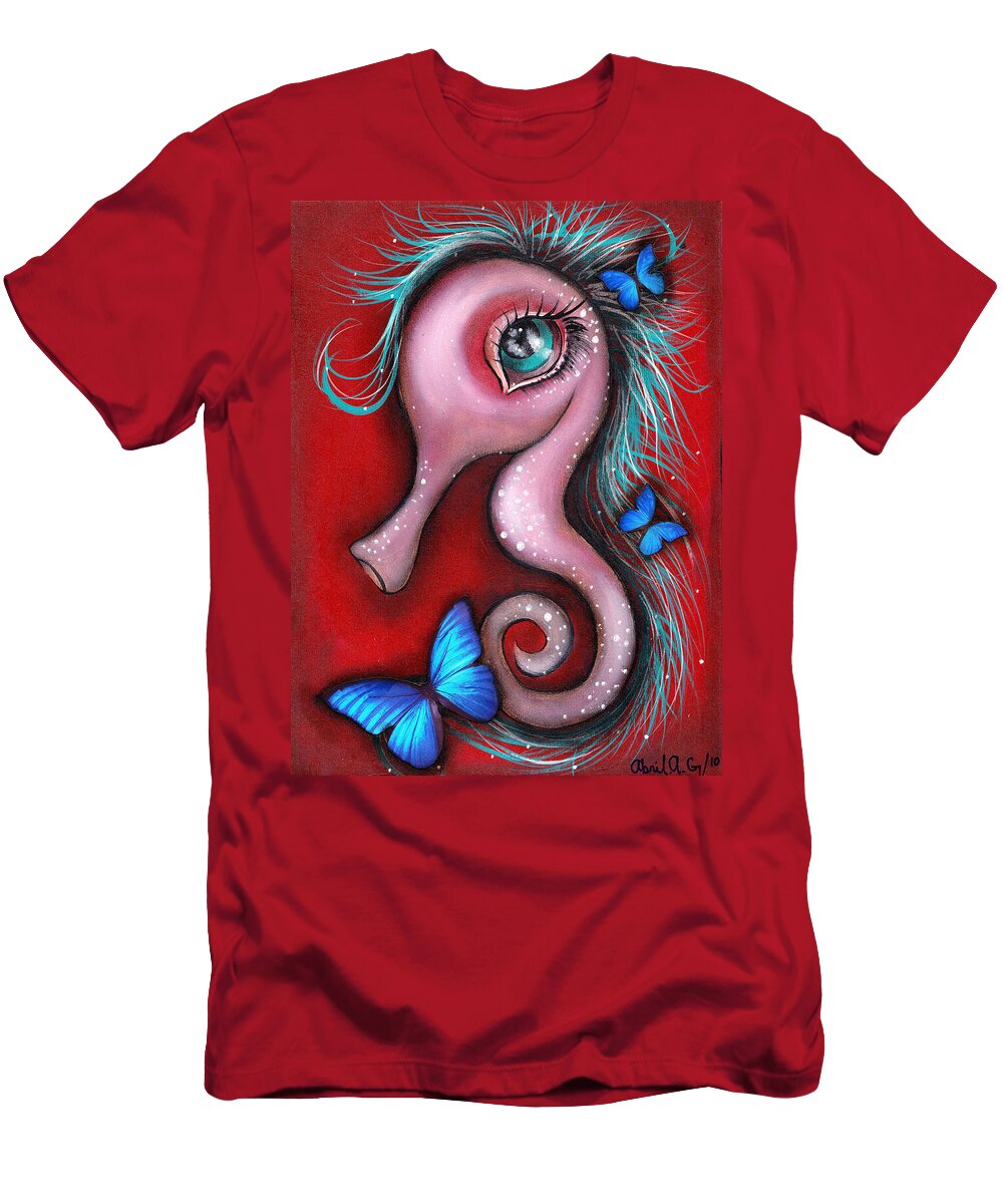 Seahorses T-Shirt featuring the painting Mina by Abril Andrade