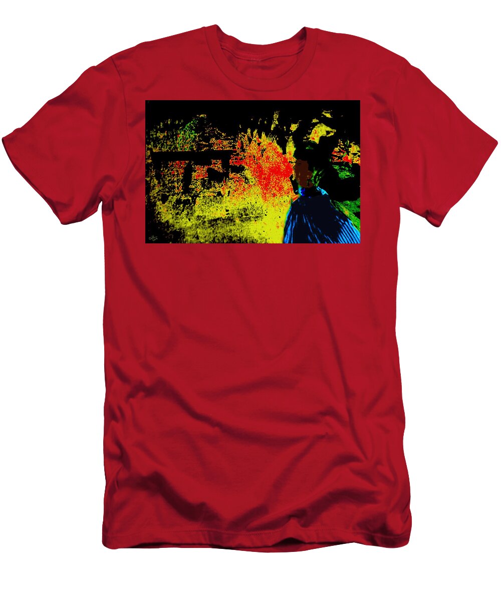 Victorian T-Shirt featuring the painting Miss Emma Views the Explosion by Cliff Wilson