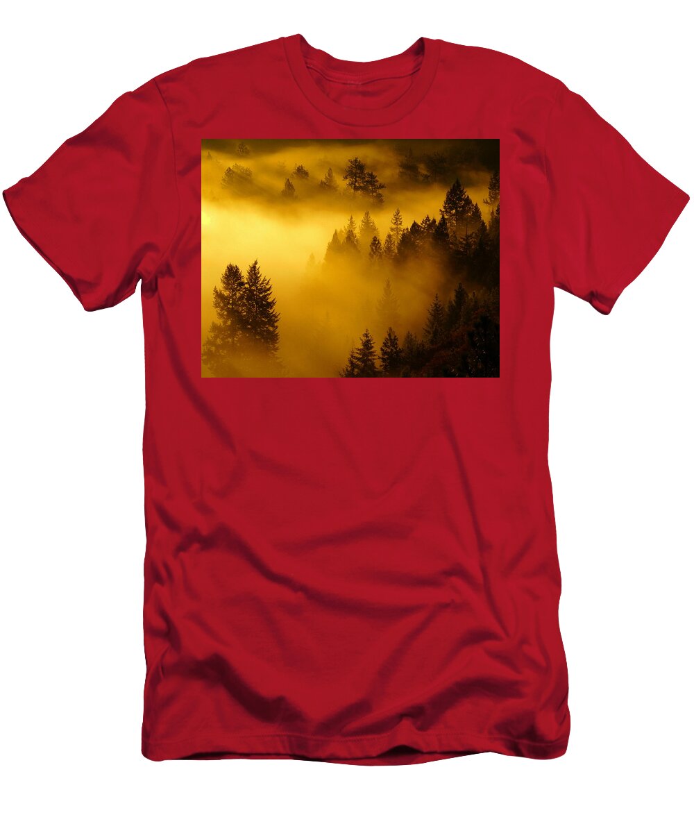 Nature T-Shirt featuring the photograph Misty Morning Sunrise by Ben Upham III