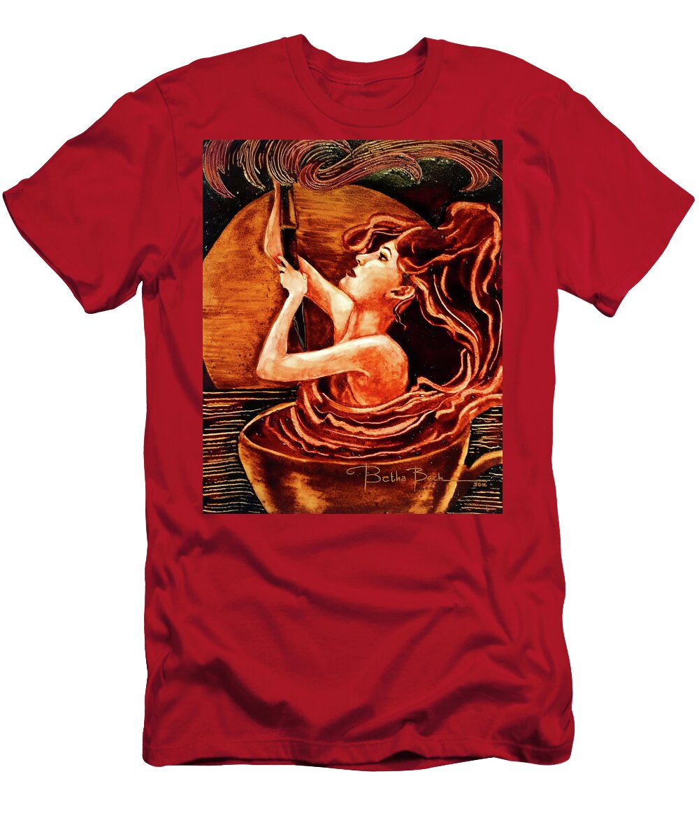Coffee T-Shirt featuring the painting Mocha Swirl by Lilibeth Kindle