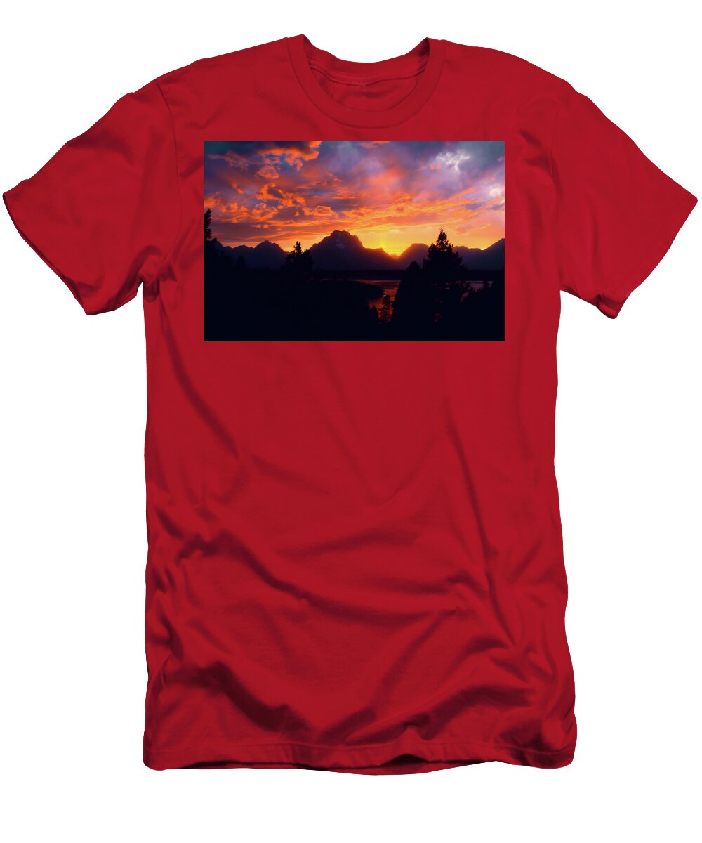 Nature T-Shirt featuring the photograph Grand Tetons Sunset by Aidan Moran