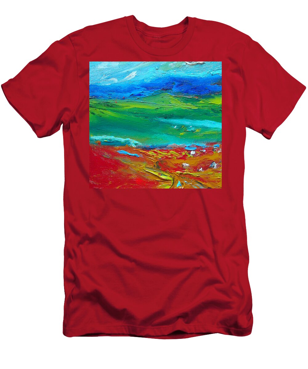 Abstract T-Shirt featuring the painting Mountain View by Susan Esbensen