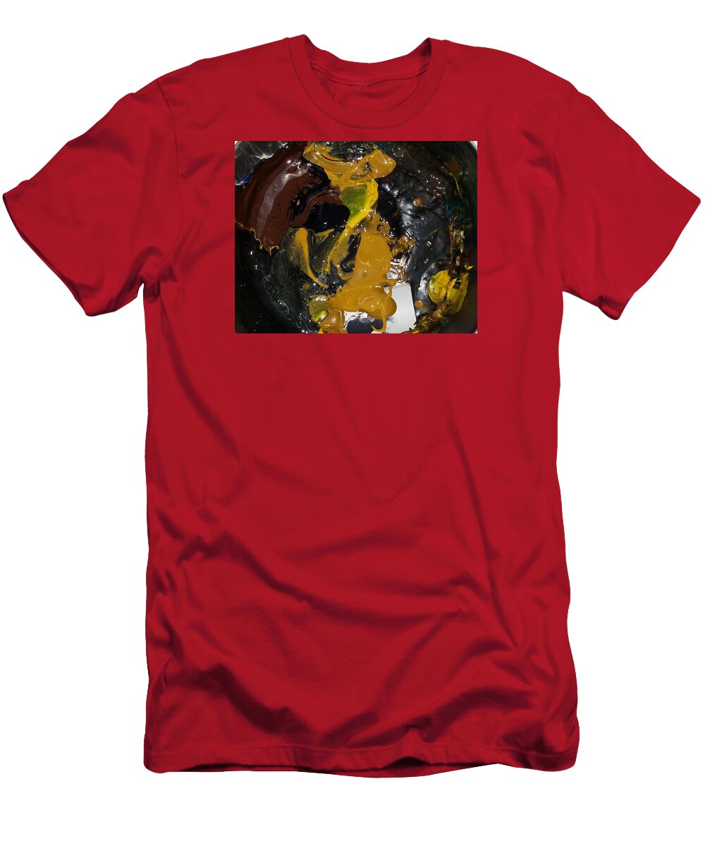 Abstract T-Shirt featuring the painting Mustard Reptile Skin by Gyula Julian Lovas