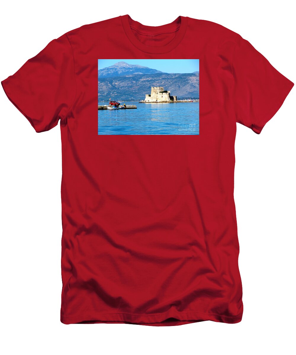 A Harbor Fortress T-Shirt featuring the photograph Naflion Greece Harbor Fortress by Phyllis Kaltenbach