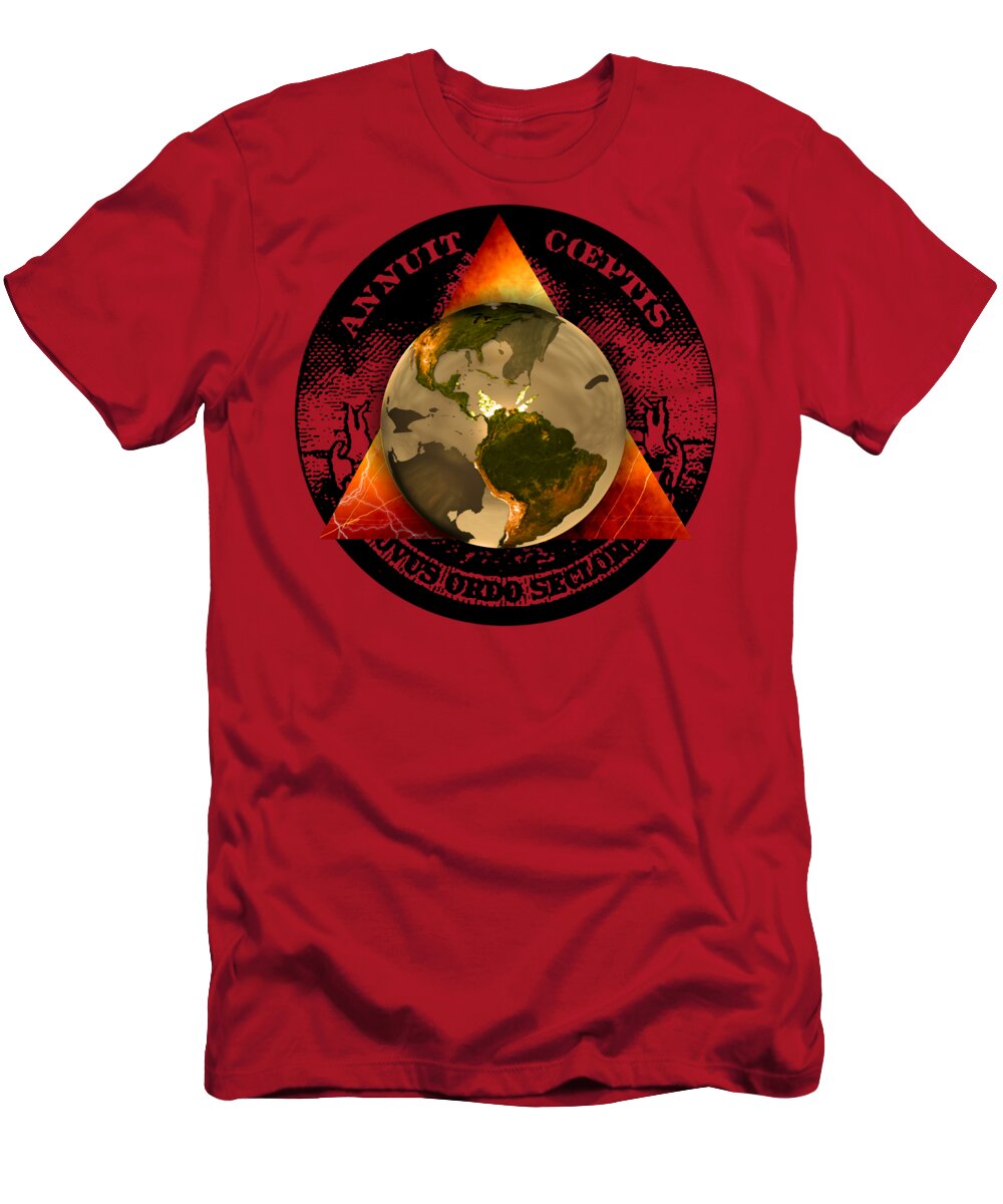 Spiritual T-Shirt featuring the digital art New World Order by Pierre Blanchard by Esoterica Art Agency