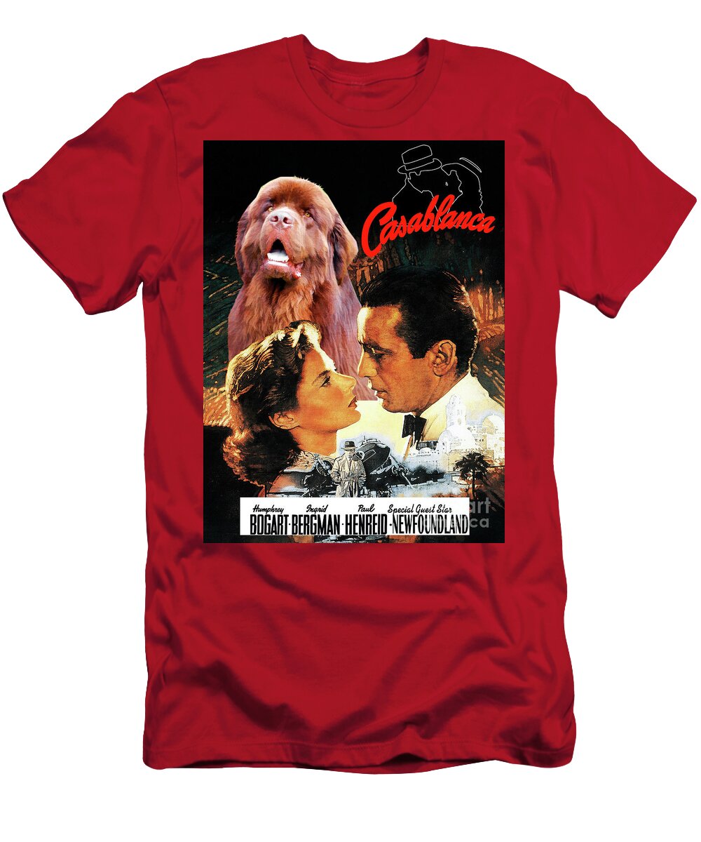 Newfoundland T-Shirt featuring the painting Newfoundland Art Canvas Print - Casablanca Movie Poster by Sandra Sij