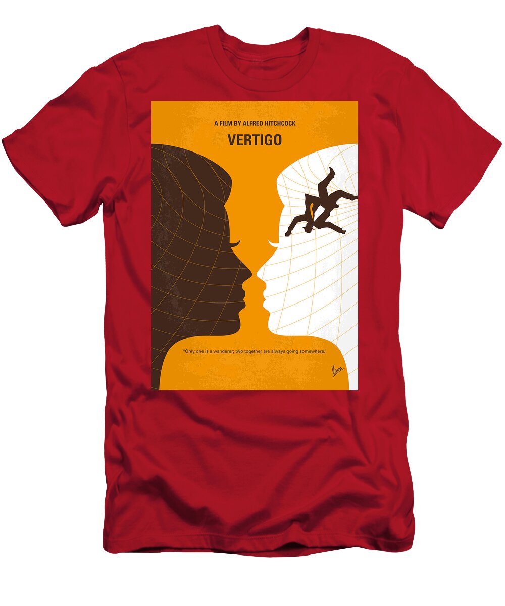 Vertigo T-Shirt featuring the digital art No510 My Vertigo minimal movie poster by Chungkong Art