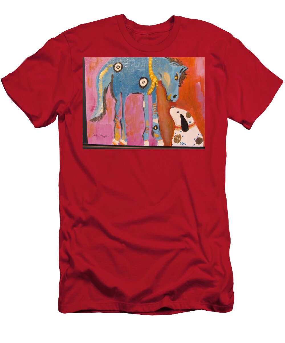 Dawg T-Shirt featuring the painting Nose to Nose by Dody Rogers