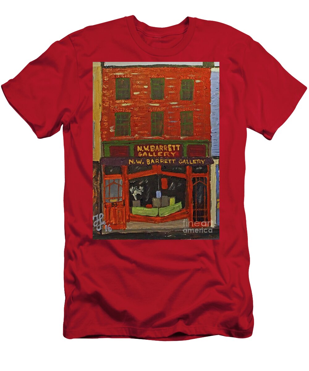 #shopfront #portsmouthnh T-Shirt featuring the painting N.W.Barrett Gallery by Francois Lamothe