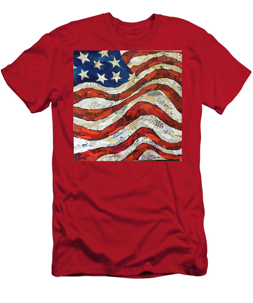 Flag T-Shirt featuring the painting Old Glory II by Phiddy Webb